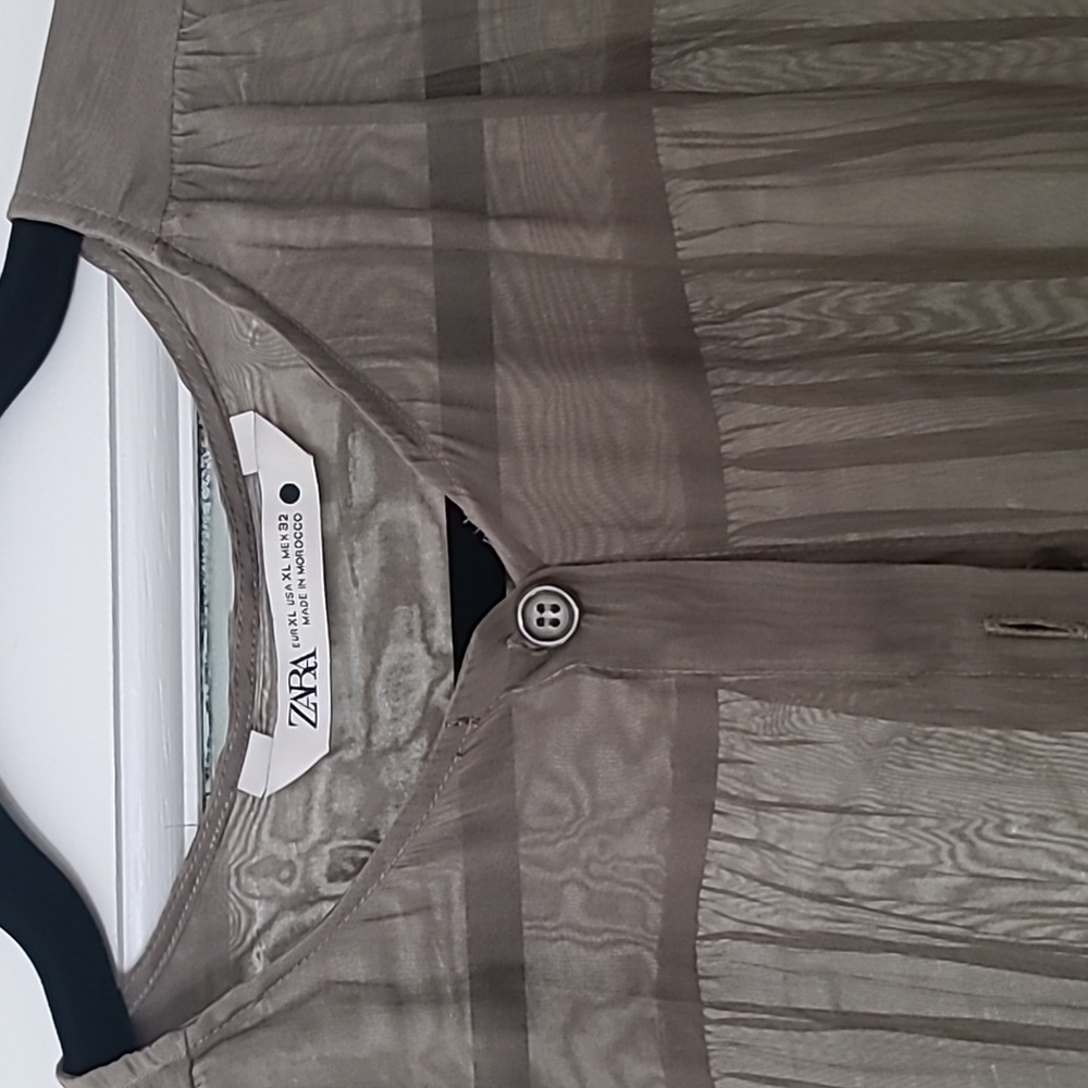 Zara Sheer Mocha Blouse Size XL - Picture 3 of 5